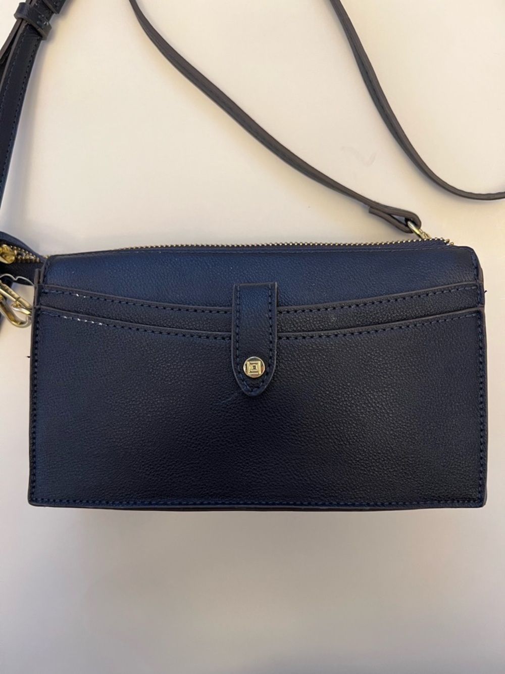 Classic Navy Leather Crossbody Bag